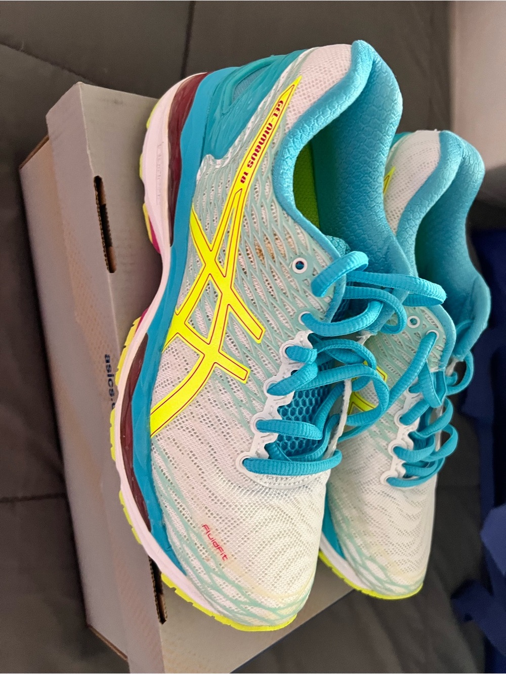 Asics Turquoise and Yellow Women's Running Shoes